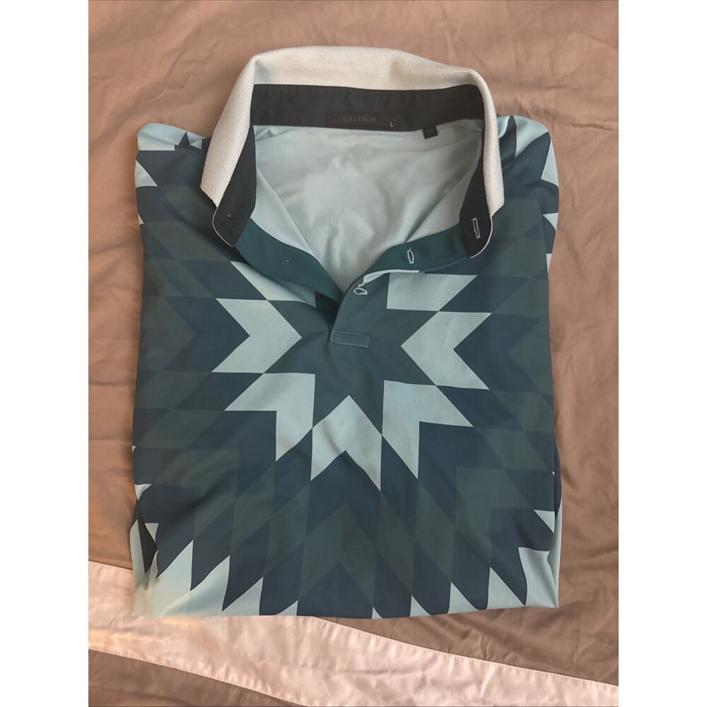 Greyson Golf Big Sky Print Short Sleeve Polo Shirt Large $118